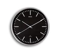 MAUL Orologio da parete MAULfly nero argento silenzioso radiocontrollato | design elegante in alluminio, ora sempre precisa, movimento discreto, lettura immediata, vetro minerale resistente