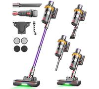MAUOKE Aspirapolvere Senza Fili 45KPa/550W/70Mins, 6 in 1 Scopa Elettrica Potente, LED Touchscreen e Luce Verde, Spazzola Anti-groviglio a V, Contenitore 1.6L per Peli Animali/Tappeti/Pavimenti/Auto