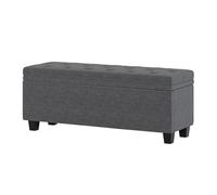 Maupvit Pouf con contenitore, panca ottomana con ripiano sollevabile, panca imbottita con coperchio incernierato, panca portaoggetti alla fine del letto, sgabello poggiapiedi (grigio scuro)