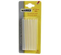 MAURER 14050187 Stick Termocolla per pistola incollatrice 7,4 mm, 1 pacco con 12 bastoncini