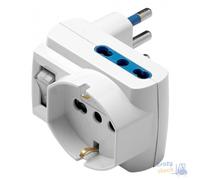 Maurer Adattatore Triplo Salvaspazio 2P+T Spina 16A-2 Prese Bipasso 16A+1 Schuko