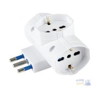 Maurer Adattatore Triplo Schuko Bipasso Spina 2P+T 16A