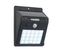 MAURER Aplique Foco Solar LED Exterior IP65, 200 Lumenes, Sensor Movimiento y Crepuscular, Foco Led Bateria, Foco Solar Bateria,