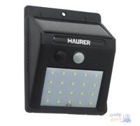 MAURER Aplique Foco Solar LED Exterior IP65, 200 Lumenes, Sensor Movimiento y Crepuscular, Foco Led Bateria, Foco Solar Bateria,