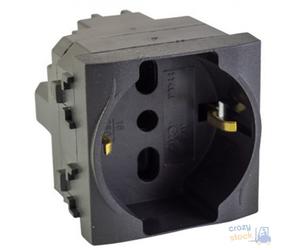 Maurer Presa Schuko Bipasso Con Sicurezza Nero Plus Compatibile Bticino 2P+T