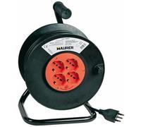 MAURER - Prolunga Elettrica Civile con Avvolgicavo 50mt 4 Prese Schuko Bipasso +Spina 16A