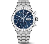 Maurice Lacroix AI6038-SS002-430-1 Men's Aikon Automatic Chronograph 44mm Watch, Blue Dial, Stainless Steel Bracelet