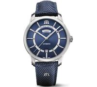 MAURICE LACROIX Pontos Day Date PT6358-SS004-431-4 - Orologio da polso da uomo, analogico, automatico, cinturino in pelle blu, Blu, Classico