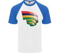 Mauritius Flag T-Shirt Uomo Manica Corta Baseball Cotone Fruit of the Loom