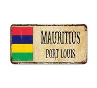 Mauritius PORT LOUIS Targa metallica in alluminio Mauritius vintage retrò cartello in metallo country souvenir metallo targa in metallo di qualità per portico anteriore cucina 30,5 x 15,2 cm