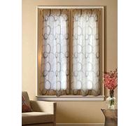 mauro Coppia Tende per Finestra e Porta a Vetro Colore Bianco/Grigio in Stampa Digitale - Larghezza 60-80 cm - VAR.Cerchi Grigio (D - 80x240 cm)