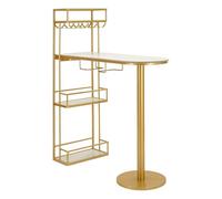 Mauro Ferretti Bancone Bar Luxy 120X45X150 cm Metallo e Marmo Artificiale Oro/Bianco
