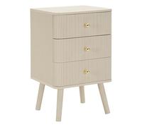 Mauro Ferretti Comodino 3 Cassetti Shy in MDF, Bianco/Oro, 61x37,5x34 cm