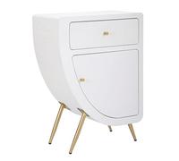 Mauro Ferretti Comodino Alto Venus cm 60X32X79, MDF e Ferro, Bianco e Oro