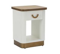 Mauro Ferretti Comodino, in MDF Ash Legno Ferro, Bianco Marrone Oro, 62x48x40 cm