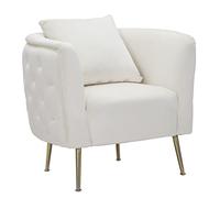Mauro Ferretti Comodino/Toletta C/Puff POK cm Ø 52X70 - Ø 36X39, White/Gold