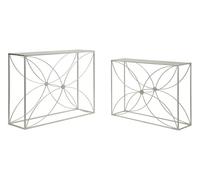 Mauro Ferretti Console Paradise Coppia Metal e Vetro Silver 100x30 cm