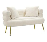 Mauro Ferretti Divanetto Soffy Plus C/Cuscini 133X68 cm, Bianco e Oro