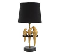 Mauro Ferretti Lampada da comodino Pappagallo in metallo, nero e oro, 39X20 cm