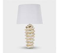 Lampada da tavolo in ceramica bianca e dorata Dimensioni Ø 33x h 53 cm in ceramica bianca dorata effetto alveare oro