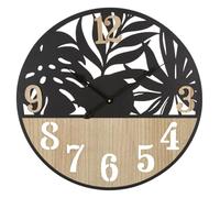 Mauro Ferretti OROLOGIO DA MURO PALM 60 cm in Metallo e Legno Nero e Marrone