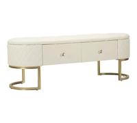 Mauro Ferretti Panca C/Cassetti Sharon 120X40 cm, Legno, Bianco e Oro