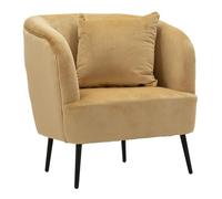 Poltrona con gambe Nere rivestito in morbida Pelliccia EMY MUSTARD Dimensioni 73x66xh 79 cm con cuscino colore Marrone marrone