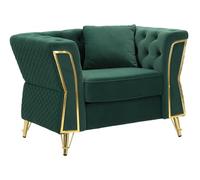 Poltrona verde con gambe dorate rivestito in velluto Trapuntato EMY MUSTARD Dimensioni 104x83xh 76 cm colore Verde verde