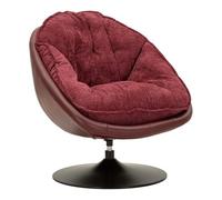 Mauro Ferretti Poltrona Girevole Bordeaux In Stile Retrò Cm 78X78X84