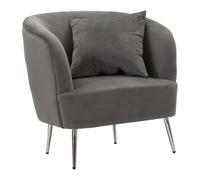 Poltrona verde con gambe Argentate rivestito in velluto trapuntato Trapuntato SILVERY Dimensioni 73x69xh 78 cm colore Grigio E Silver grigio