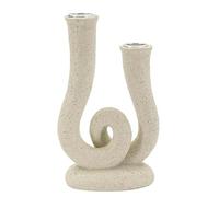 Mauro Ferretti Portacandela Stons, Polyresin, Cream, 20x12x7 cm