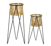 Mauro Ferretti Portavasi Drak Coppia Metallo Nero e Oro 46x21x20 cm
