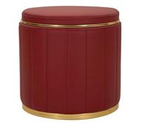 Mauro Ferretti Pouf London Rosso in Legno e PU Ø 46,5X44 cm
