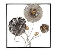 Pannello in metallo con fiori e foglie SQUARE , 3D sono il nuovo trend Dimensioni 50x5,5x h 50 cm forme La natura incontra l'arte per decorare le tue pareti multicolor