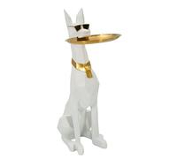 Mauro Ferretti Statua Cane Pitbull Origami Polyresin e Metal Bianco e Oro 27x51x74 cm