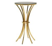 Mauro Ferretti Tavolinetto Alto Shanty Ø 50X92 cm, Ferro e Vetro, Oro e Nero