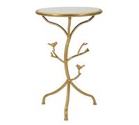 Tavolinetto rotondo, design dorato con motivi di foglie dimensioni Ø 38X60 cm GOLD AND WHITE oro