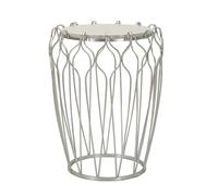 Mauro Ferretti Tavolinetto Hook cm Ø 47,5X61,5 in Iron e Marble Colore Silver
