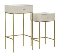 Mauro Ferretti Tavolini Alti Wedding Quadrati MDF e Metallo Crema e Oro 90X45X45