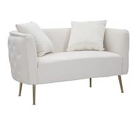 Mauro Ferretti Tavolo da caffè C/2 Puff Relax 79X45 cm Legno Bianco/Oro