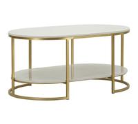 Mauro Ferretti Tavolo da caffè Izmir 90x60x45 cm in Ferro e Marmo Oro e Bianco