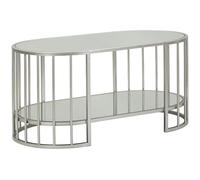Tavolo da caffè SMIME design elegante con doppio piano effetto marmo dimensioni 90x90x 45 cm struttura Silver