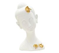 Mauro Ferretti Testa Buddha -A- Polyresin Bianco Oro 21,5X16X35 cm