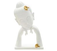 Mauro Ferretti Testa Buddha -B- Polyresin Bianco e Oro 36x21,5x13 cm