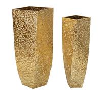 Mauro Ferretti Vasi Eleganti Squer Set di 2, Iron, Gold, 90x34x34 e 78x25x25 cm