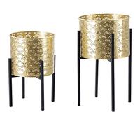 Mauro Ferretti VASI GLISSY Stand Coppia -A- Metallo, Oro E Nero, 21X38 cm