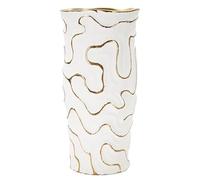 Mauro Ferretti Vaso ADORE Ceramica Bianco e Oro 16X32,5 cm