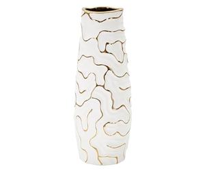 Mauro Ferretti Vaso Lia cm Ø 12X29,5 Ceramica White And Gold