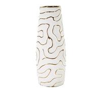 Mauro Ferretti Vaso Lia cm Ø 14,5X39,5 Ceramica Bianco e Oro