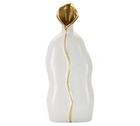 Mauro Ferretti VASO UMA 40X16X8 cm Ceramica Bianco e Oro